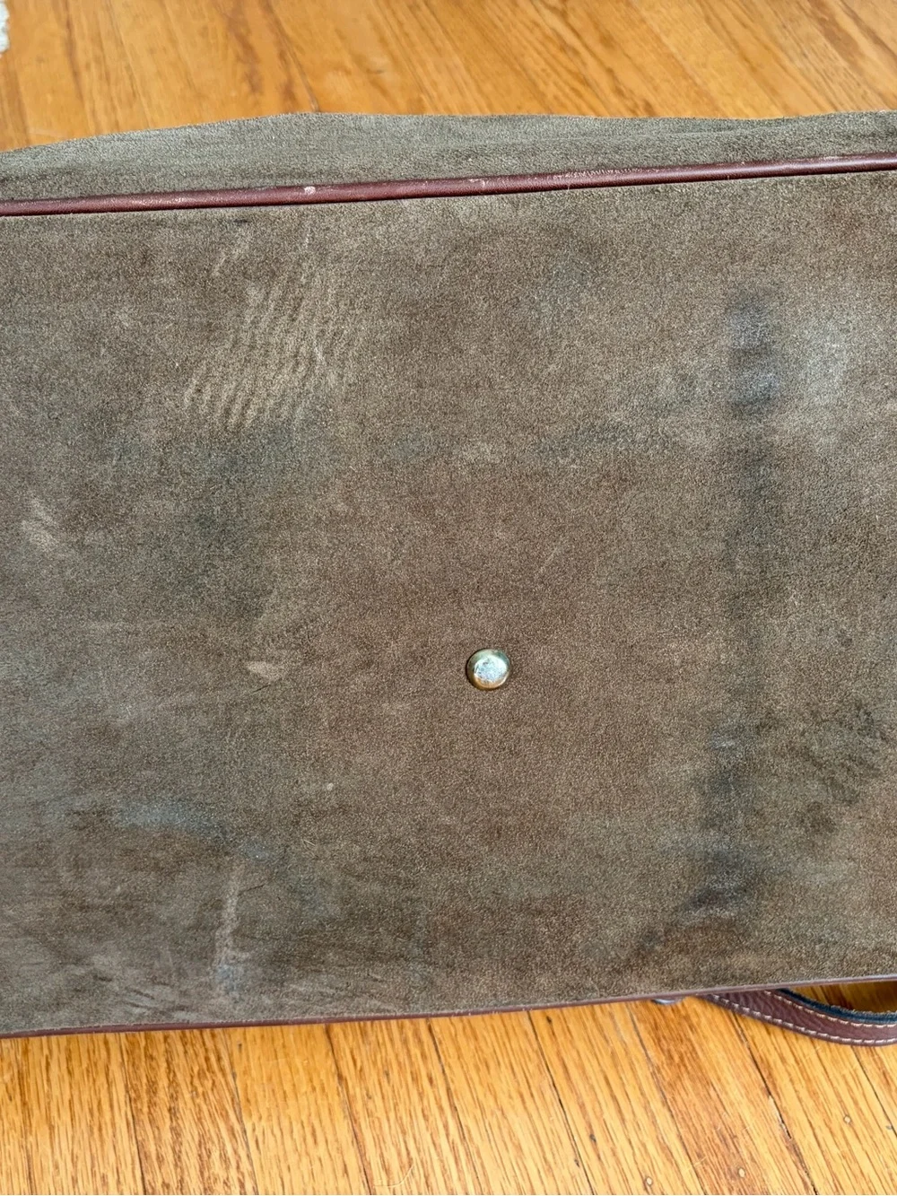 Leather-Trim Suede Duffel Bag in Brown
